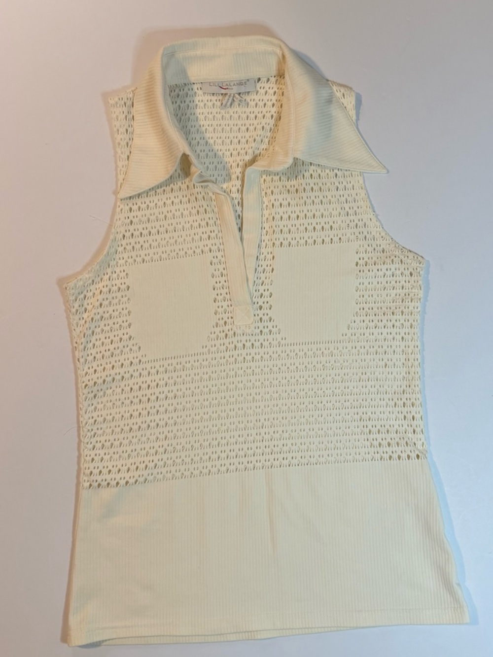 NWOT Lili Lalande Paris Cream Sleeveless Tank Top cutouts Sz 40 Made In France